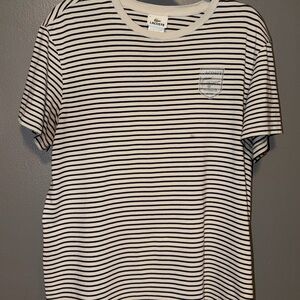 Lacoste Men's Striped Tee in Black and White